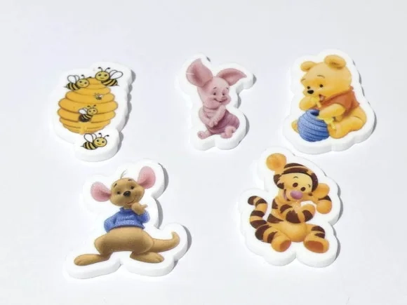 Aplique Ursinho Pooh Baby 3cm Acrílico Pacote com 5 Unidades