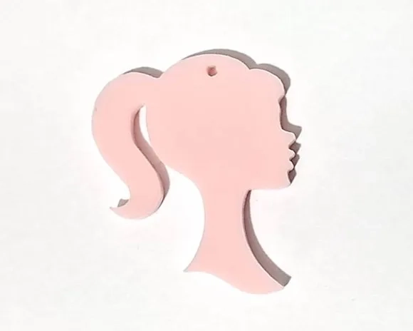 Pingente Barbie Rosa 3cm Frente e Verso Acrílico - 5 Unidade