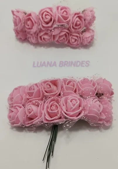 Buquês Flores de EVA Rosa Bebê 2 Unidades com 12 Flores Cada