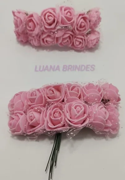 Buquês Flores de EVA Rosa Bebê 2 Unidades com 12 Flores Cada