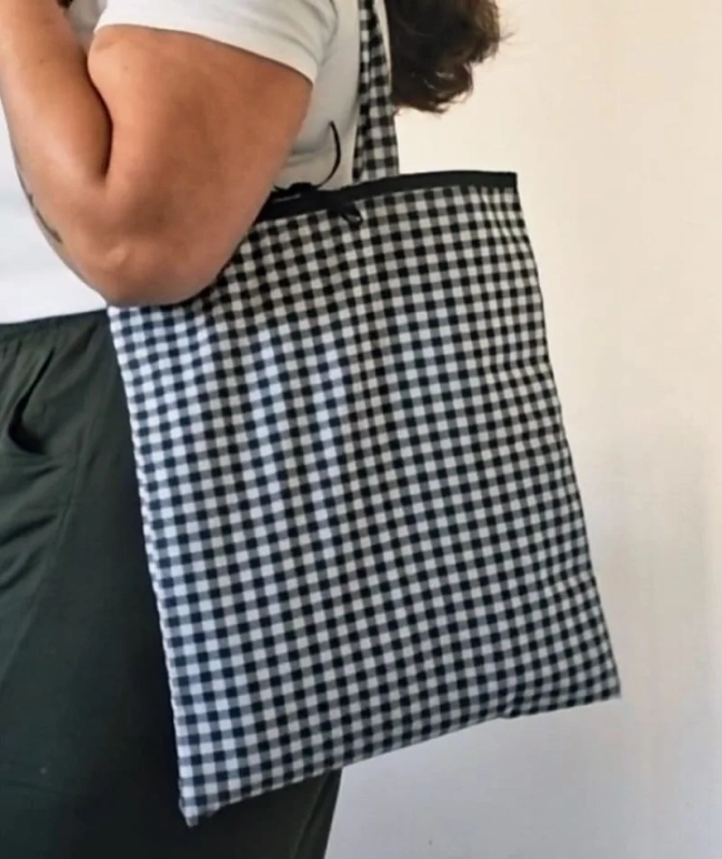 Bolsa em tecido estilo Ecobag - Xadrez