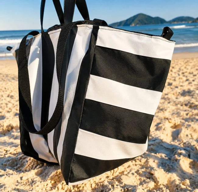 Bolsa Listras Maré Preto E Branco