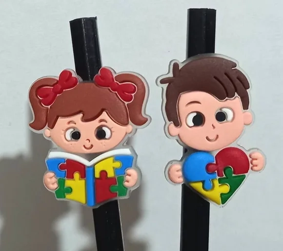 Lápis C/ponteira Menina e Menino Símbolo Autismo - 6 Unidade