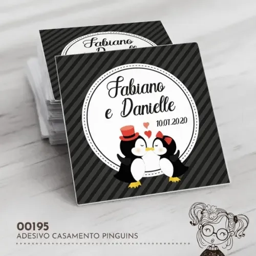 Adesivo Quadrado Pinguins - 00195