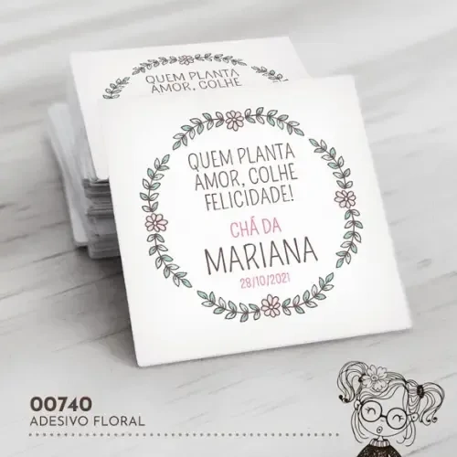 Adesivo Quadrado Floral - 00740
