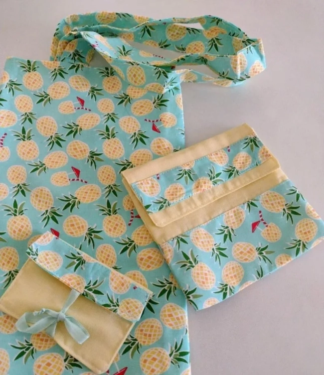 Bolsa em tecido - kit completo 3 Peças