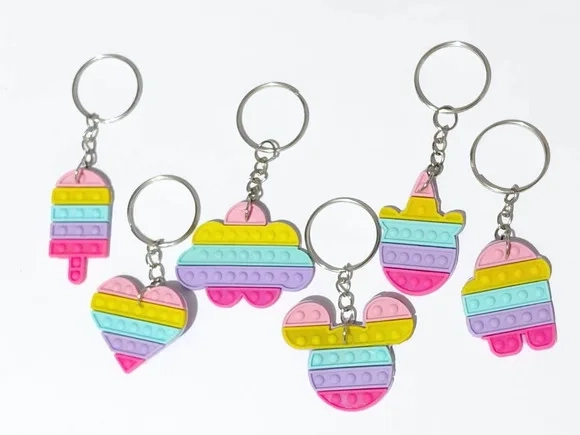 Chaveiro Variados Pop It Fidget De Borracha - Pct C/5 Unid