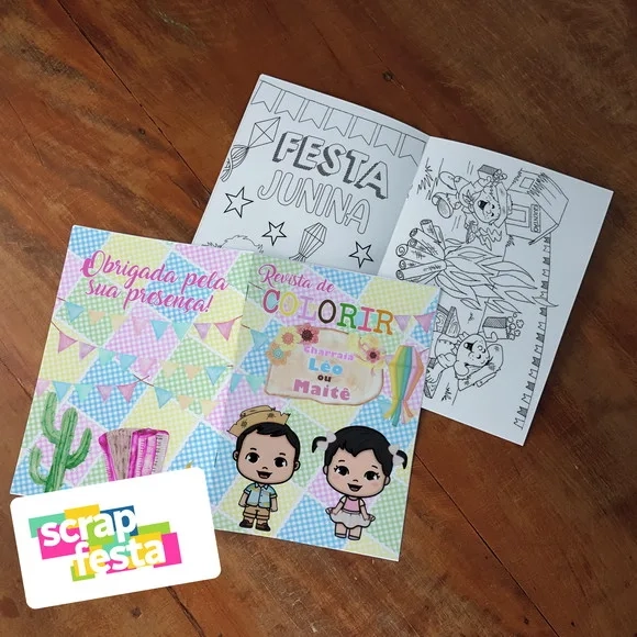 Revista Colorir+giz Cera Festa Junina/arraiá/chá Revelação