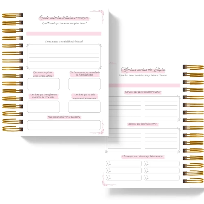 Diário de Leitura Personalizado  Caderno Literário para Registrar Livros, Leituras e Favoritos