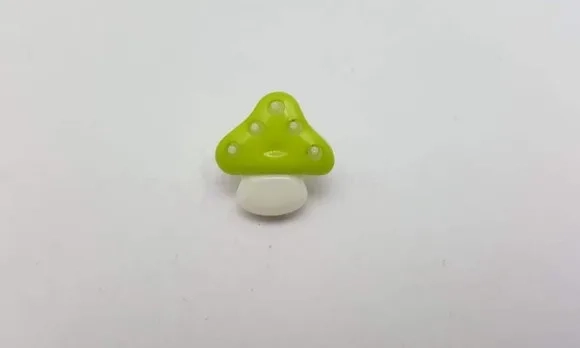 Aplique Botão de Cogumelo Verde de 1,5cm - 20 unidades
