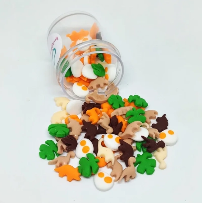 60 Mini Confeitos Dinossauros para decorar brigadeiros
