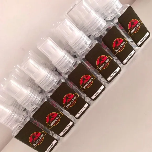 Álcool 70% Spray Lembrancinha aniversário Jurassic Park