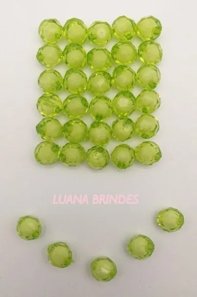 Bolinha Facetada com Miolo Verde 12mm Pct 50 Unidades