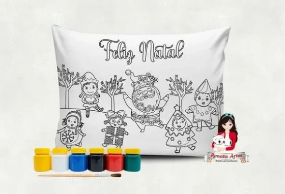 Almofada com Tinta para Colorir Natal 2