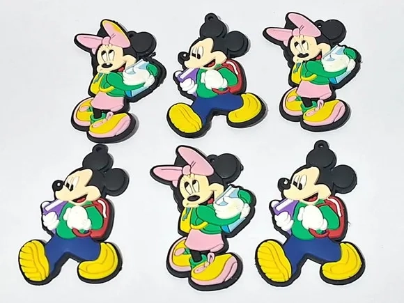 Pingente Mickey e Minnie Escola Emborrachado Pacote C/6 Peça