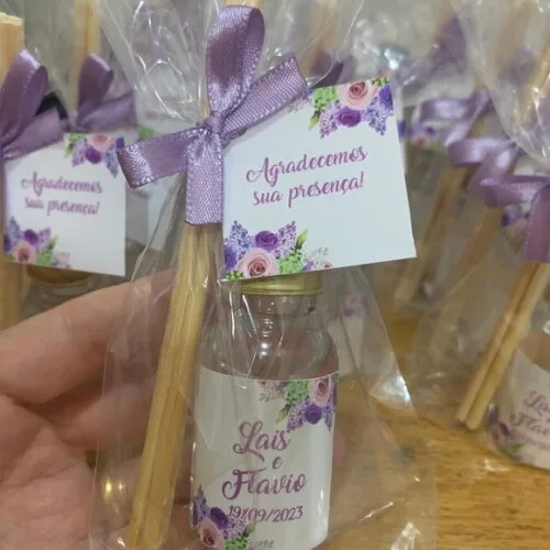 Lembrancinha Casamento Aromatizador Floral Rosa e Lilás