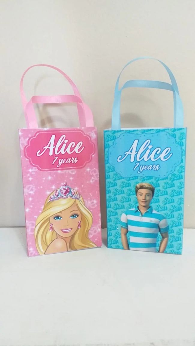Sacolinhas Personalizadas Barbie e Ken para Lembrancinhas