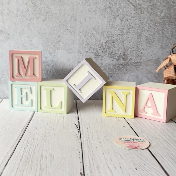 Tons Pastel Cubos Personalizados 6x6cm Decoração Bebê