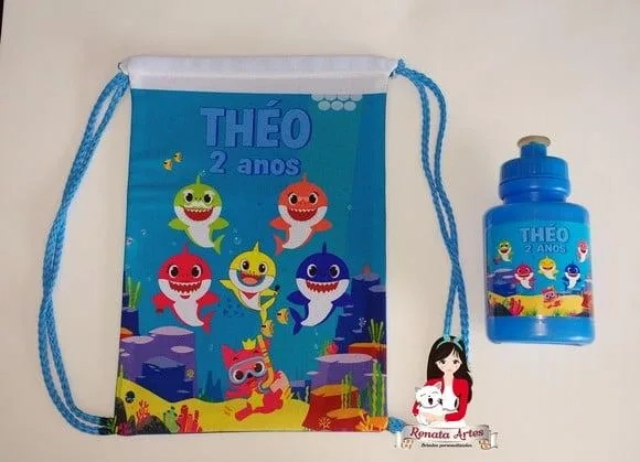 Mochila com Squeeze Personalizado Baby Shark