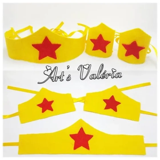Kit Braceletes e Tiara da Mulher Maravilha