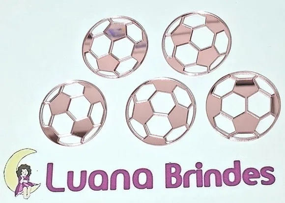 Aplique Bola de Futebol Acrílico Rose 3,5cm 10 Unidades