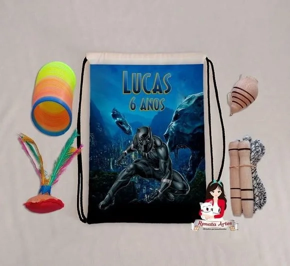 Mochila Boa Infância Tema Pantera Negra