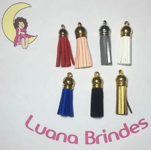 Pingente Franja de Camurça Colorido - Pct C/6 Unidades