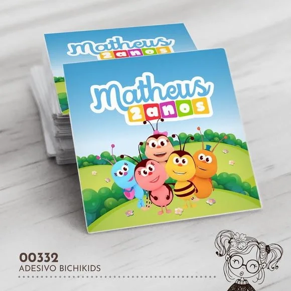 Adesivo Quadrado Bichikids - 00332