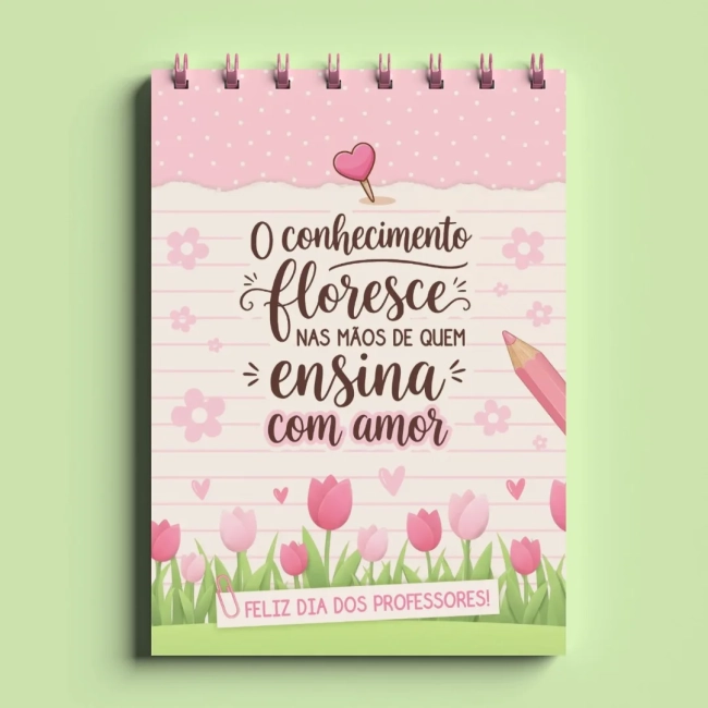 Bloco de Notas Professores Personalizado 11x15cm- Capa dura Dia dos Professores
