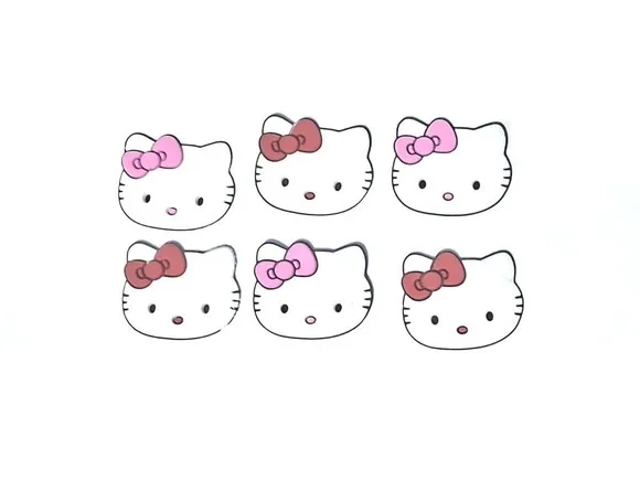 Aplique Hello Kitty 2,5cm Emborrachado Pacote com 6 Unidades