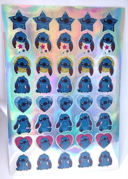 Adesivo Stitch Vinílicos Holográficos - 1 Cartela