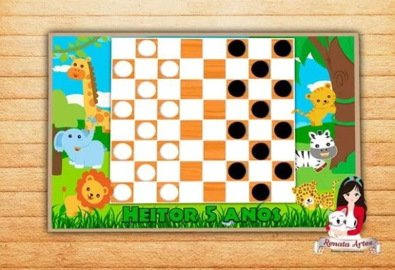 Jogo de Damas Personalizado Safari Baby