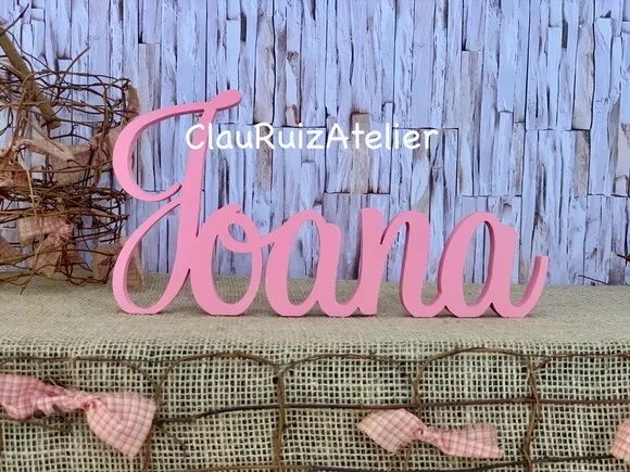 Decoração de Quarto Infantil - Letra Cursiva -nome em mdf