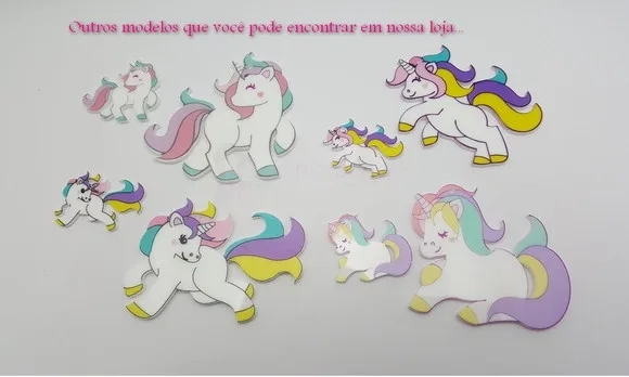 Pingente de Unicórnio Acrílico U.V. de 5,1cm Pct 4 Unidades