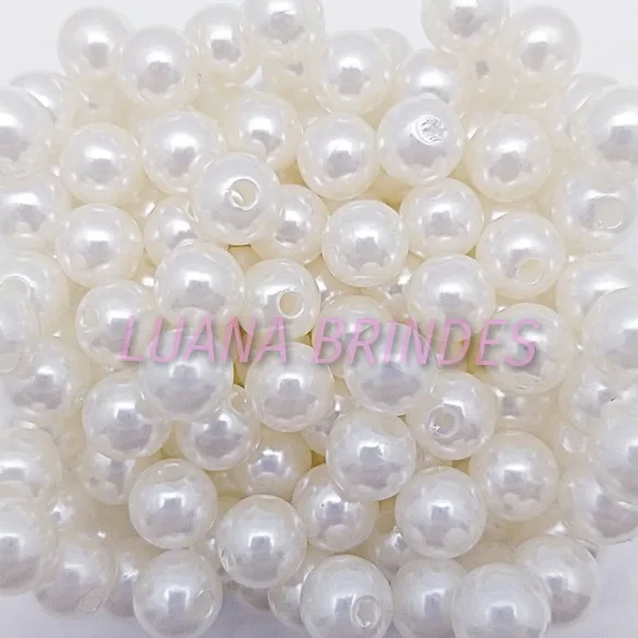 Pérolas Lisa Creme - 8mm - pct c/ 100 unidades