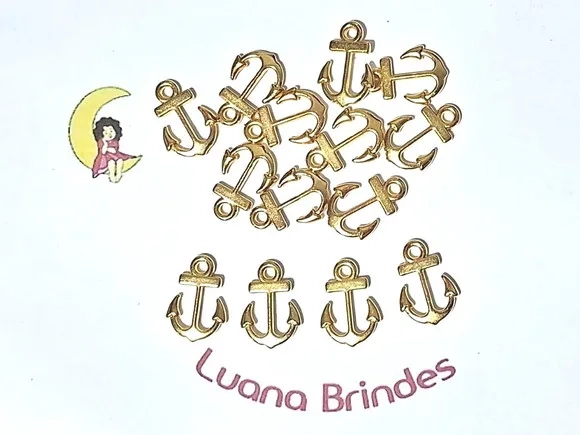 Pingente Ancora Abs Dourada 2,3cm Pacote com 50 Unidades