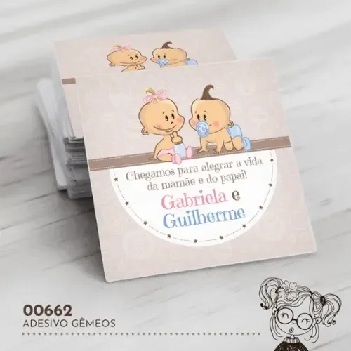Adesivo Quadrado Nascimento Gêmeos - 00662