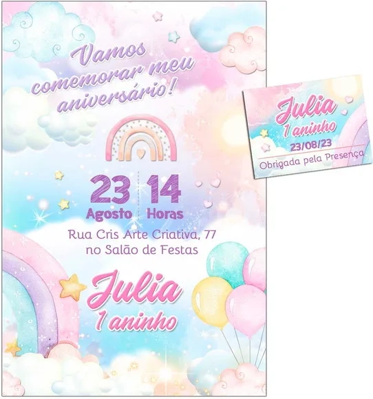 Convite Digital C/tag Nuvem Menina 2