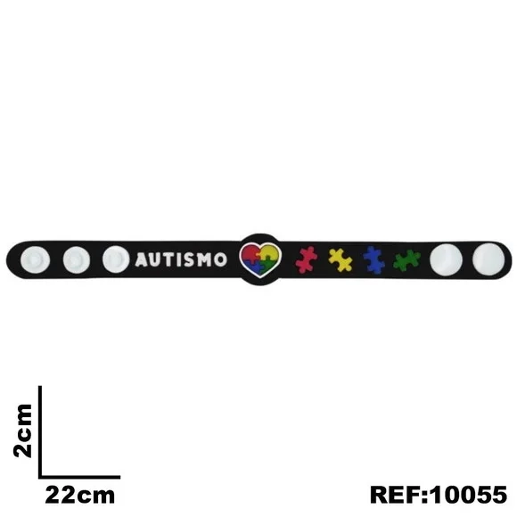 Pulseira Adulto Modelo Autismo 22cm Emborrachado Pct 3 Unids
