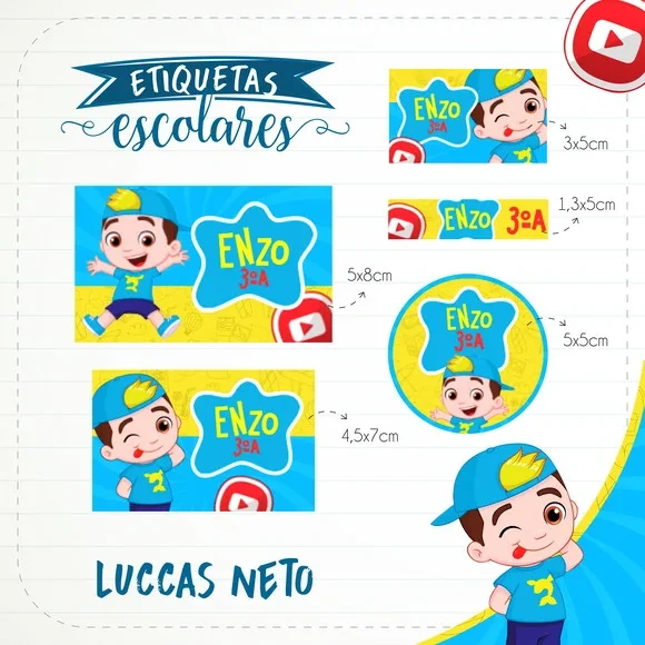 60 Etiquetas Escolares Personalizadas Prova D'agua