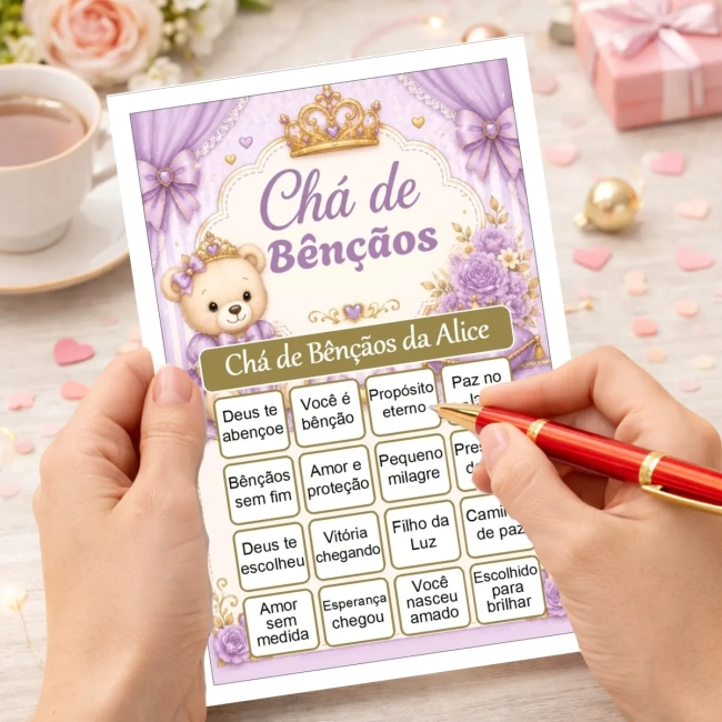 Bingo Chá de Bênçãos Menina PDF Para Imprimir