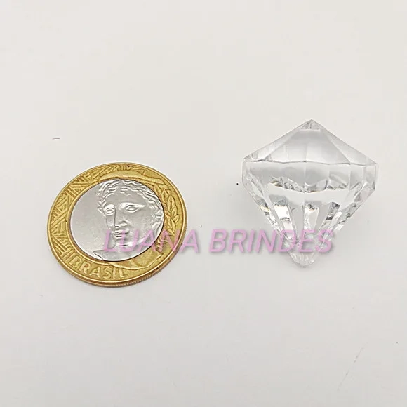 Diamante Transparente Acrílico 2,8cm x 2,5cm Pct 6 Unidades