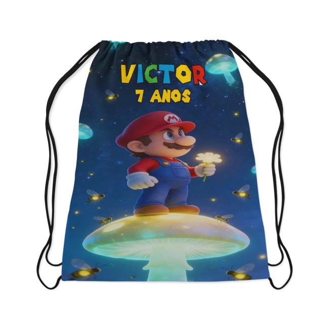 Mochilinha Personalizada para lembrancinhas do Super Mário Bros