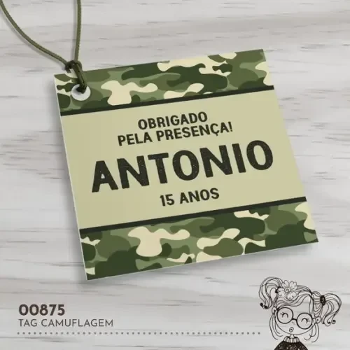 Tag Quadrada Camuflagem - 00875
