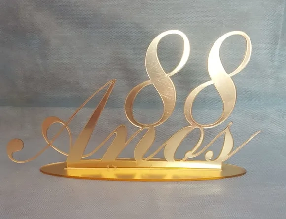 Topo de Bolo/mesa-80 Anos em Acrílico Espelhado