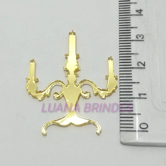 Aplique Castiçal em Acrílico Espelhado Dourado - 3,5cm