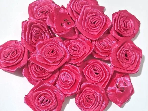 Flor Pink Tecido Poliéster Pacote com 15 Unidades