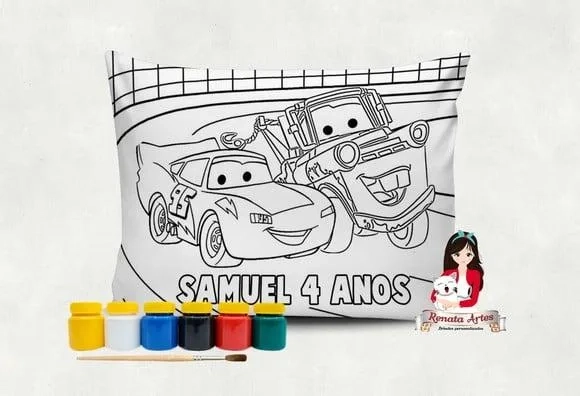 Almofada com Tinta para Colorir Carros