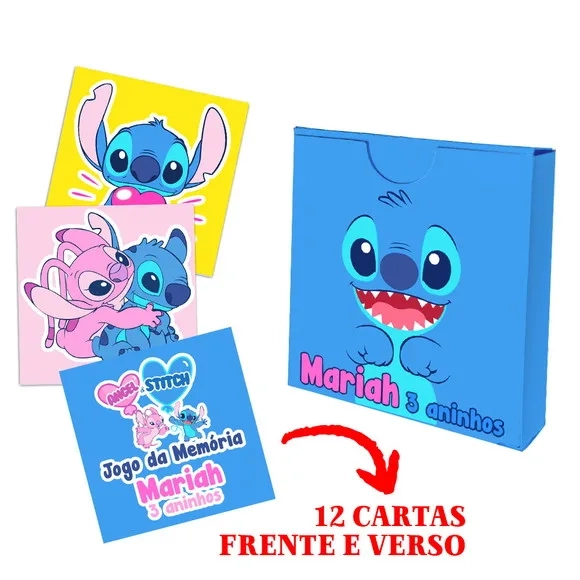 Jogo da Memória Lembrancinha Stitch e Angel Rosa