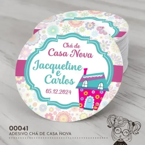 Adesivo Redondo Chá de Casa Nova - 00041